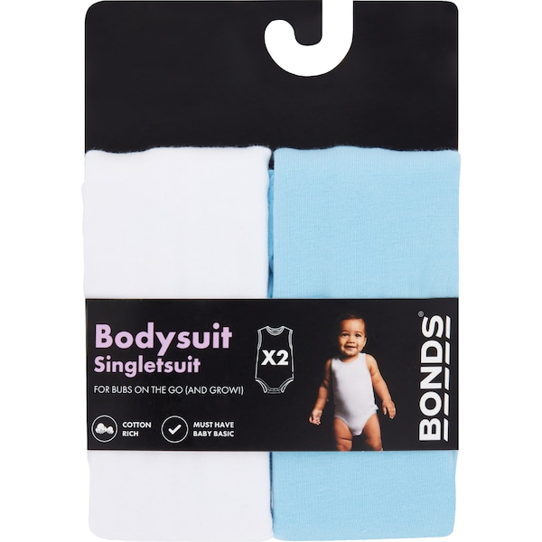 Bonds Baby Singletsuit Size 0000-1 Assorted 2 pack