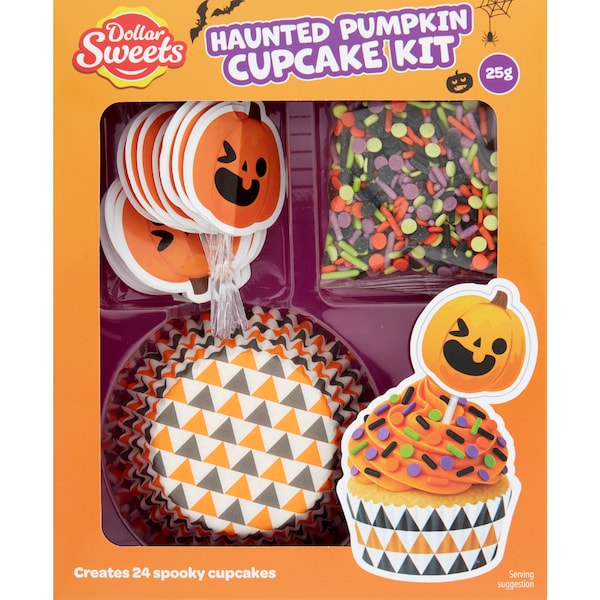 Dollar Sweets Haunted Pumpkin Cupcake Kit 24 pack