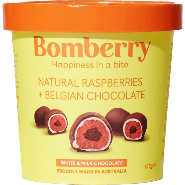 Bomberry Milk & White Chocolate Raspberries 150g
