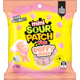 Sour Patch Kids Mini Puffy Heads Peach & Raspberry 80g – Woolworths