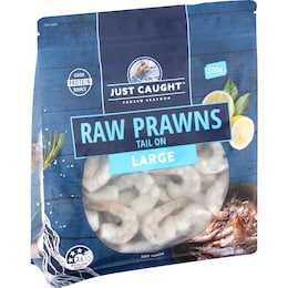 Just Caught Raw Prawns Tail On Large 500g – Woolworths