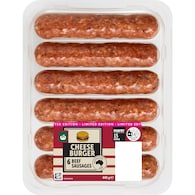 Woolworths 6 Pack Cheeseburger Beef Sausages