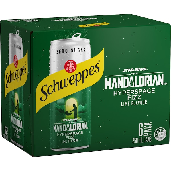 Schweppes Star Wars Hyperspace Fizz Lime Soft Drink Cans 250mL x 6 pack