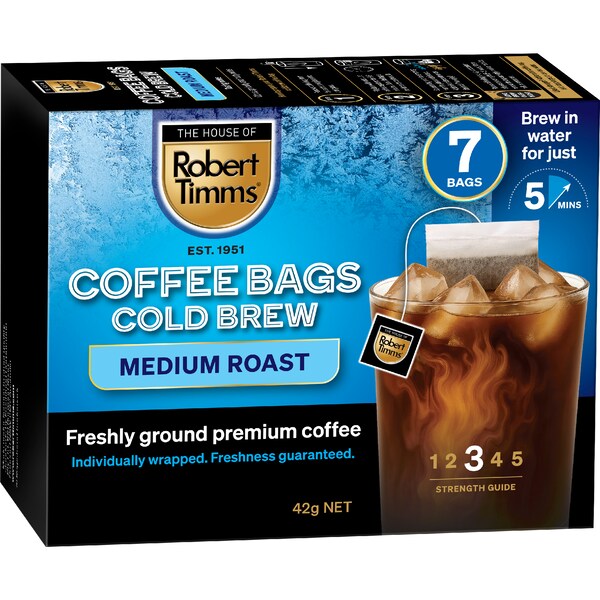 Robert Timms Cold Brew Medium Roast Coffee Bags 7 pack