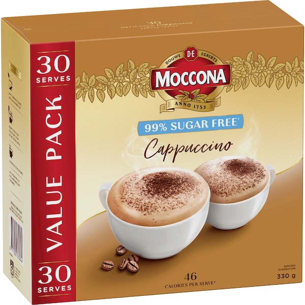 Moccona 99% Sugar Free Cappuccino Sachets 30 pack