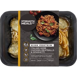 Strength Meals Co Strength Meals Co Italian Herb Chicken Meatballs & Spaghetti 350g