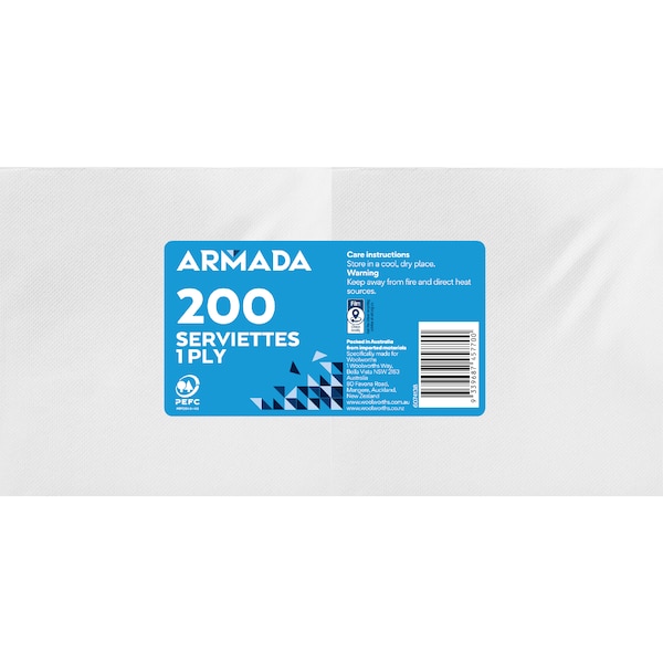 Armada 1 Ply Serviettes White 200 pack