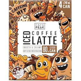 Cafe Peak Iced Coffee Latte Cans 240mL x 4 pack – Woolworths
