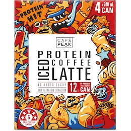 Cafe Peak Protein Iced Coffee Latte Cans 240mL x 4 pack – Woolworths