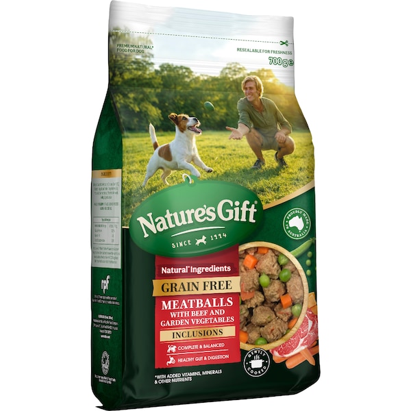 Nature's Gift Chilled Dog Food Grain Free Meatballs Beef & Vegetables 700g