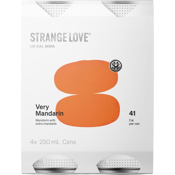 StrangeLove Very Mandarin Lo-Cal Soda Cans 250mL x 4 pack