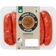 Woolworths 6 Pack Chorizo Style Pork Sausages