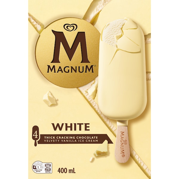 Magnum White Chocolate Ice Cream Sticks 4 pack