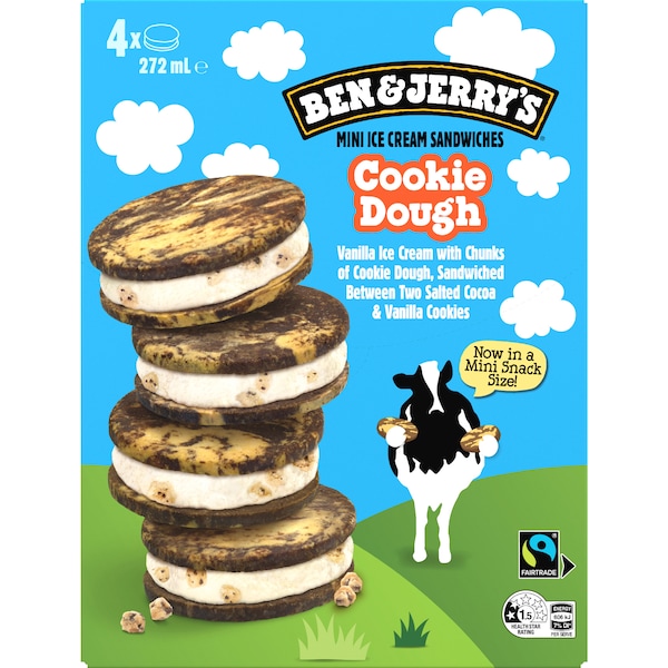 Ben & Jerry's Cookie Dough Mini Ice Cream Sandwiches 4 pack