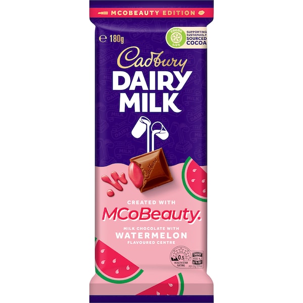 Cadbury Dairy Milk MCoBeauty Watermelon Chocolate Block 180g