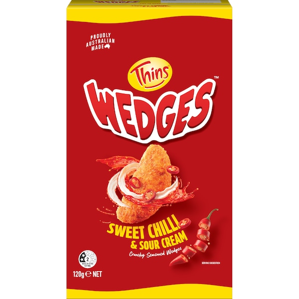 Thins Wedges Potato Chips Sweet Chilli & Sour Cream 120g