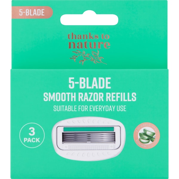Thanks To Nature 5-Blade Smooth Razor Refill 3 pack