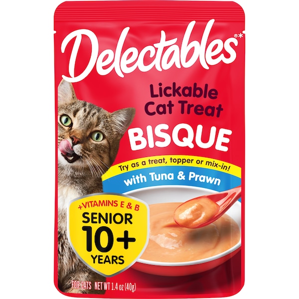 Delectables Lickable Cat Treat Bisque With Tuna & Prawn 40g