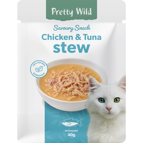 Pretty Wild Savoury Snack Chicken & Tuna Stew Wet Cat Food 40g