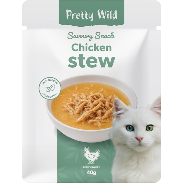 Pretty Wild Savoury Snack Chicken Stew Wet Cat Food 40g