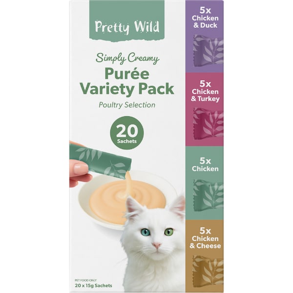 Pretty Wild Puree Variety Poultry Selection Cat Treats 20 pack
