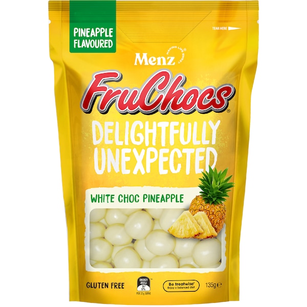 Menz Fruchocs White Choc Pineapple 135g