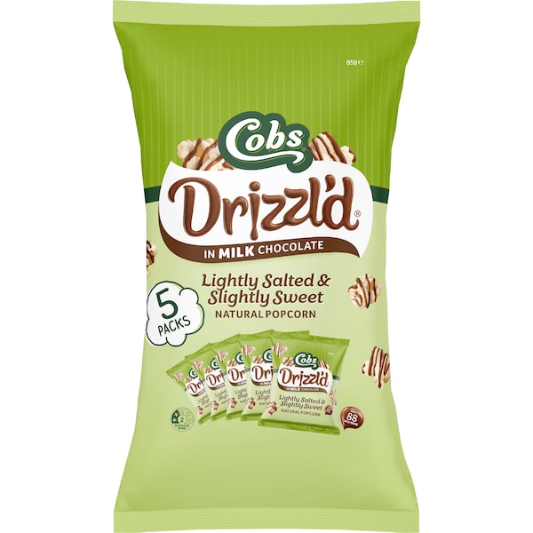Cobs Drizzled Popcorn Milk Chocolate 85g 5 pack