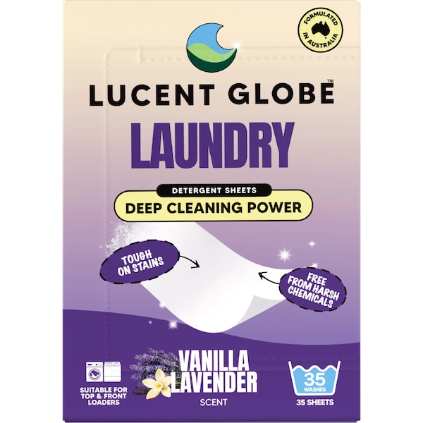 Lucent Globe Laundry Detergent Sheets Vanilla Lavender 35 pack