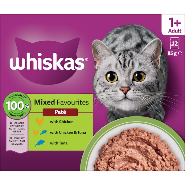 Whiskas Pate Chicken Adult 1+ Wet Cat Food 85g x 12 pack