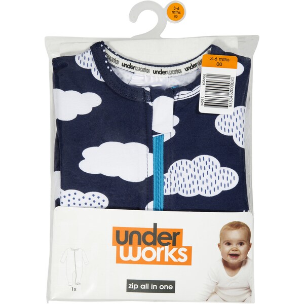 Underworks Zip All In One Boys 000/ 1 Each