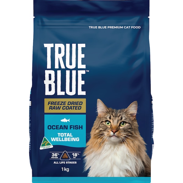 True Blue Freeze Dried Raw Coated Dry Cat Food Ocean Fish 1kg