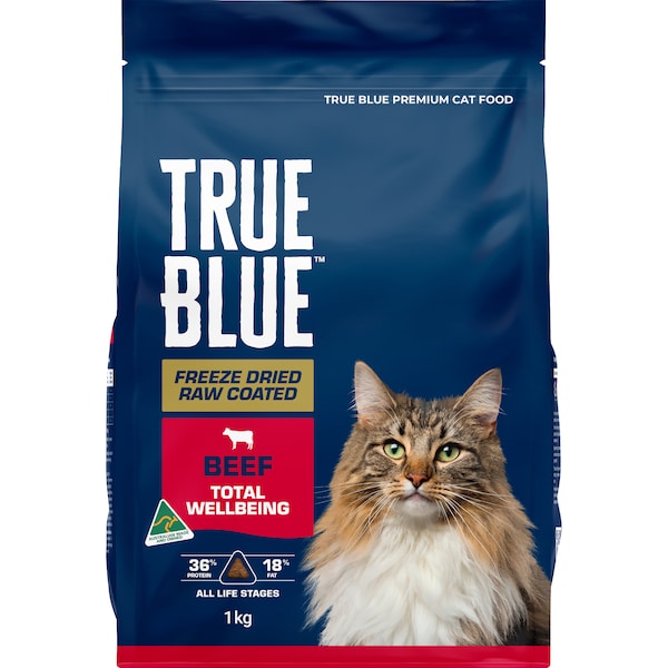 True Blue Freeze Dried Raw Coated Dry Cat Food Beef 1kg