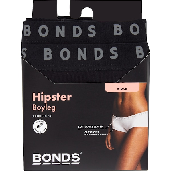 Bonds Ladies Hipster Boyleg Size 10 Assorted 2 pack