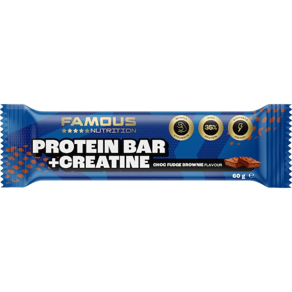 Famous Nutrition Protein Bar & Creatine Choc Fudge Brownie 60g