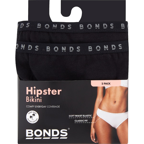 Bonds Ladies Hipster Bikini Size 10 Assorted 2 pack