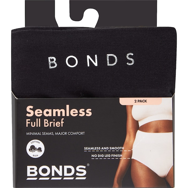 Bonds Ladies Seamless Full Brief Size 12 Assorted 2 pack