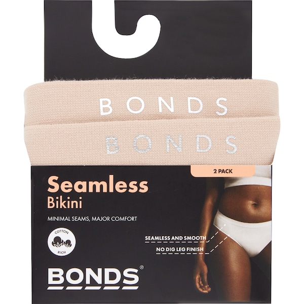 Bonds Ladies Seamless Bikini Size 16 Assorted 2 pack