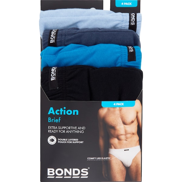 Bonds Mens Action Brief Size M Assorted 4 pack