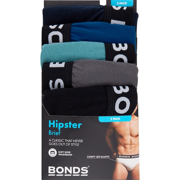Bonds Mens Hipster Brief Size L Assorted 5 pack