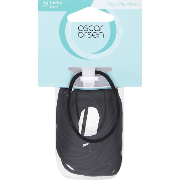 Oscar Orsen Large Thin Hair Elastics Black 30 pack