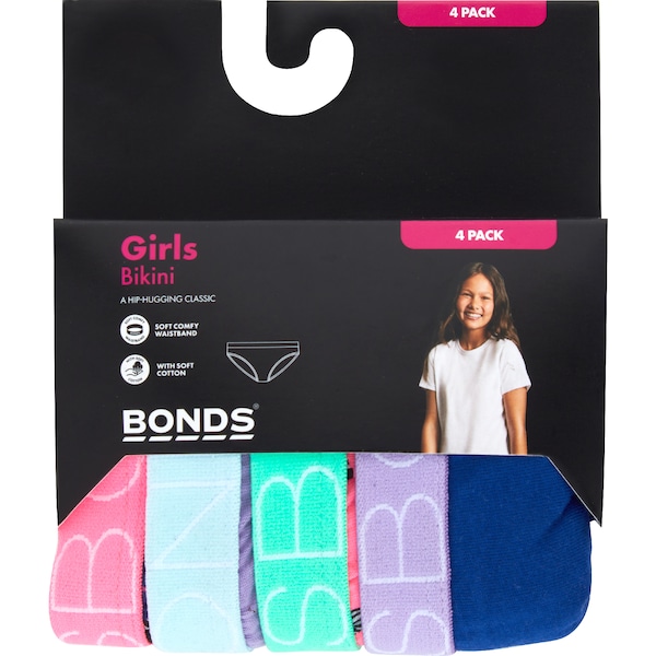 Bonds Girls Bikini Briefs Size 4-8 4 pack
