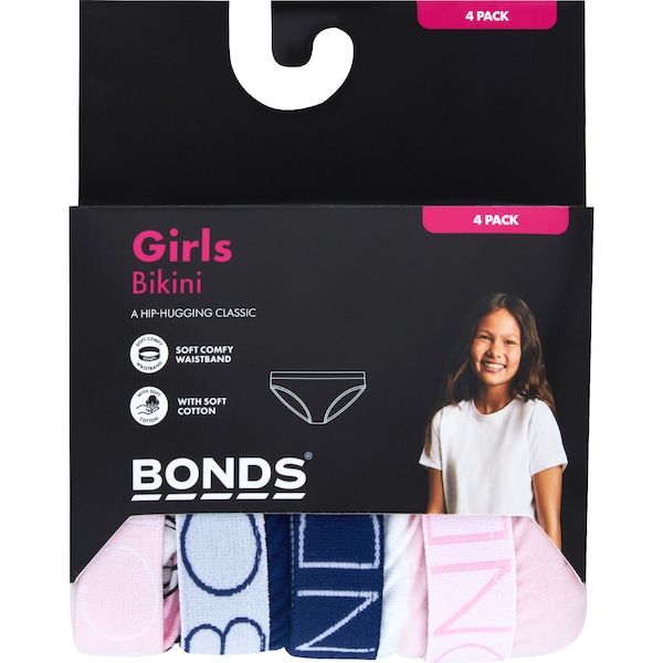 Bonds Girls Bikini Briefs Size 8-12 4 pack