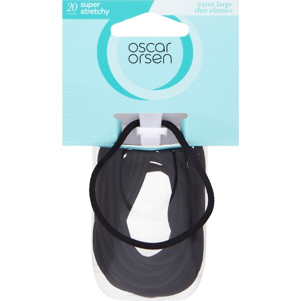 Oscar Orsen Extra Large Thin Hair Elastic Black 20 pack