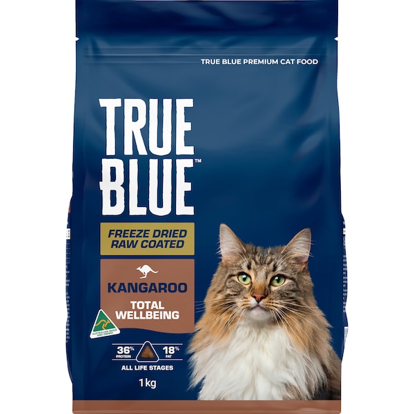 True Blue Freeze Dried Raw Coated Dry Cat Food Kangaroo 1kg