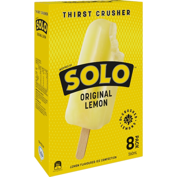 Solo Ice Pops Original Lemon 560mL 8 pack