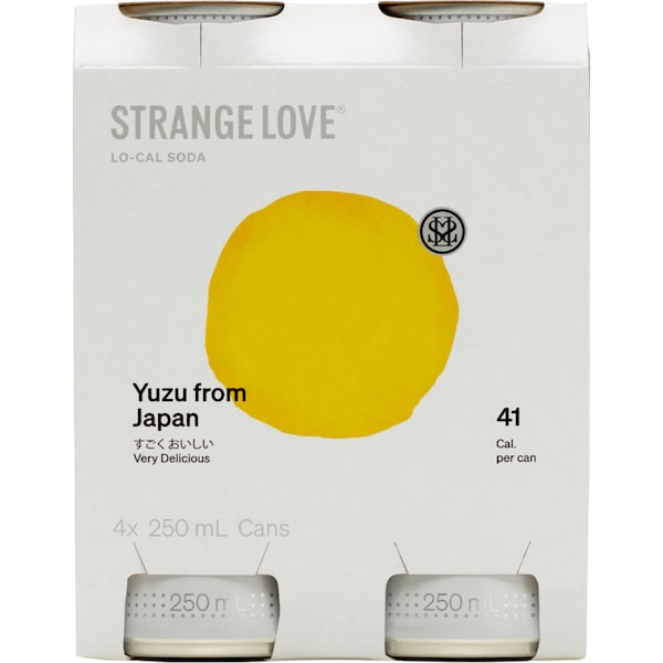 StrangeLove Low Cal Soda Yuzu From Japan 250mL x 4 pack