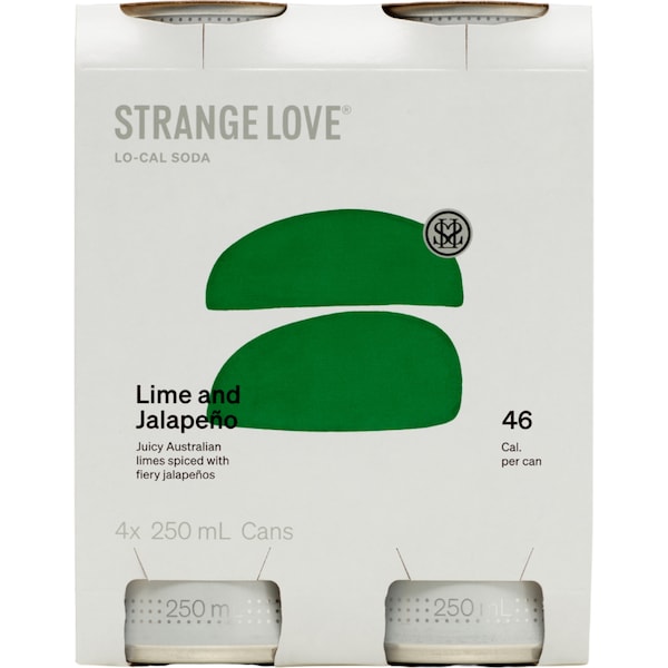 StrangeLove Low Cal Soda Lime & Jalapeno 250mL x 4 pack