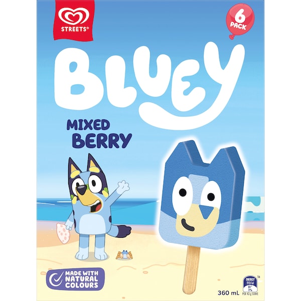 Streets Bluey Mixed Berry Dessert Sticks 360mL 6 pack