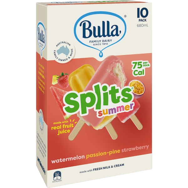 Bulla Splits Summer Variety Sticks 680mL 10 pack