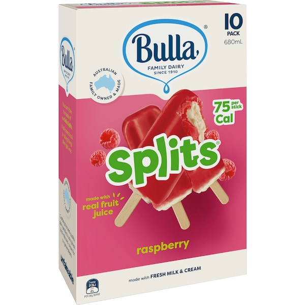 Bulla Splits Raspberry Sticks 680mL 10 pack